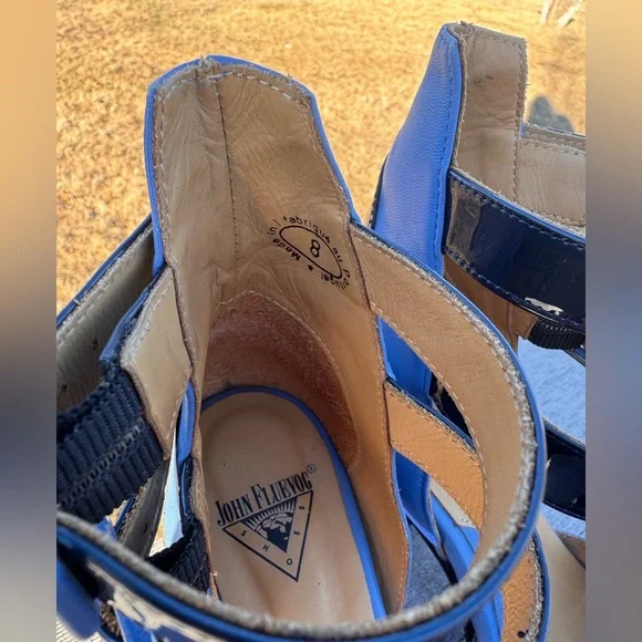 John Fluevog Blue Modern Living Slant Heels with Ankle Strap Women’s Size 8 - Picture 4 of 5
